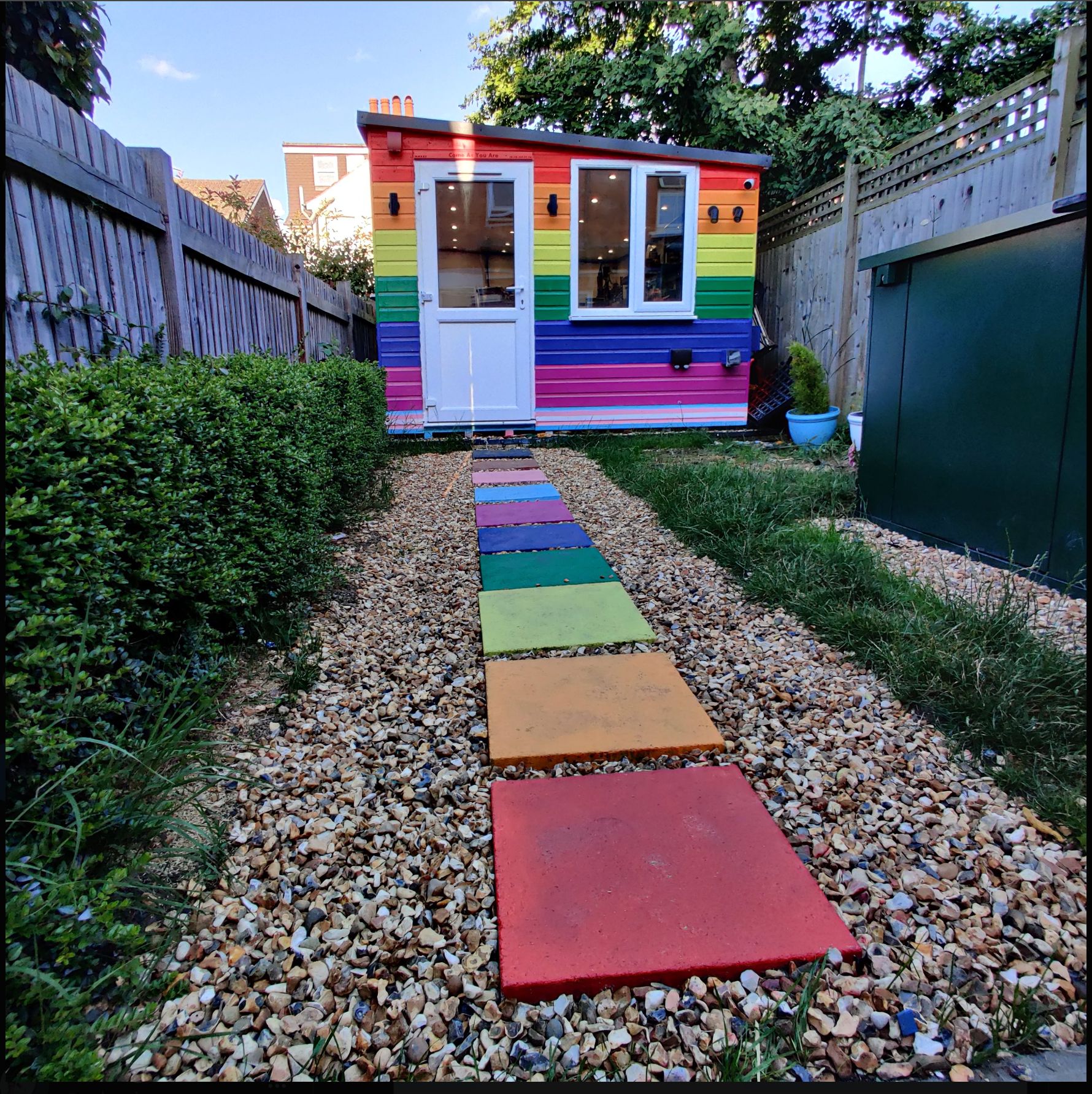 A Path themed in pride colours, 

