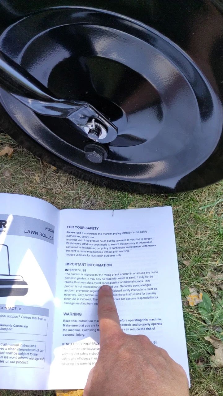 Garden roller, manual, and my finger