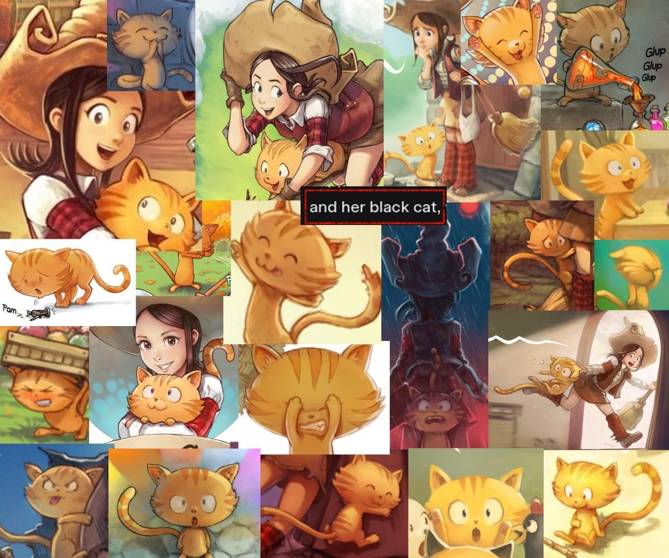 A mosaic of picture of Carrot, an obviously orange cat character. 
