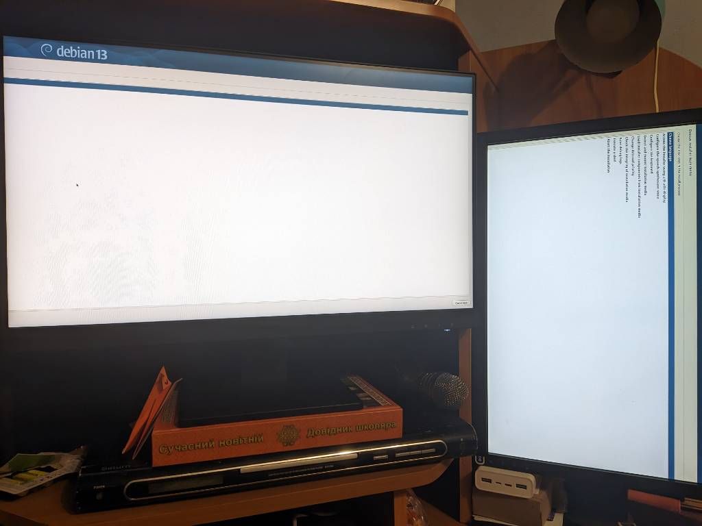 Both displays were detected but the picture stretched in the most cursed way