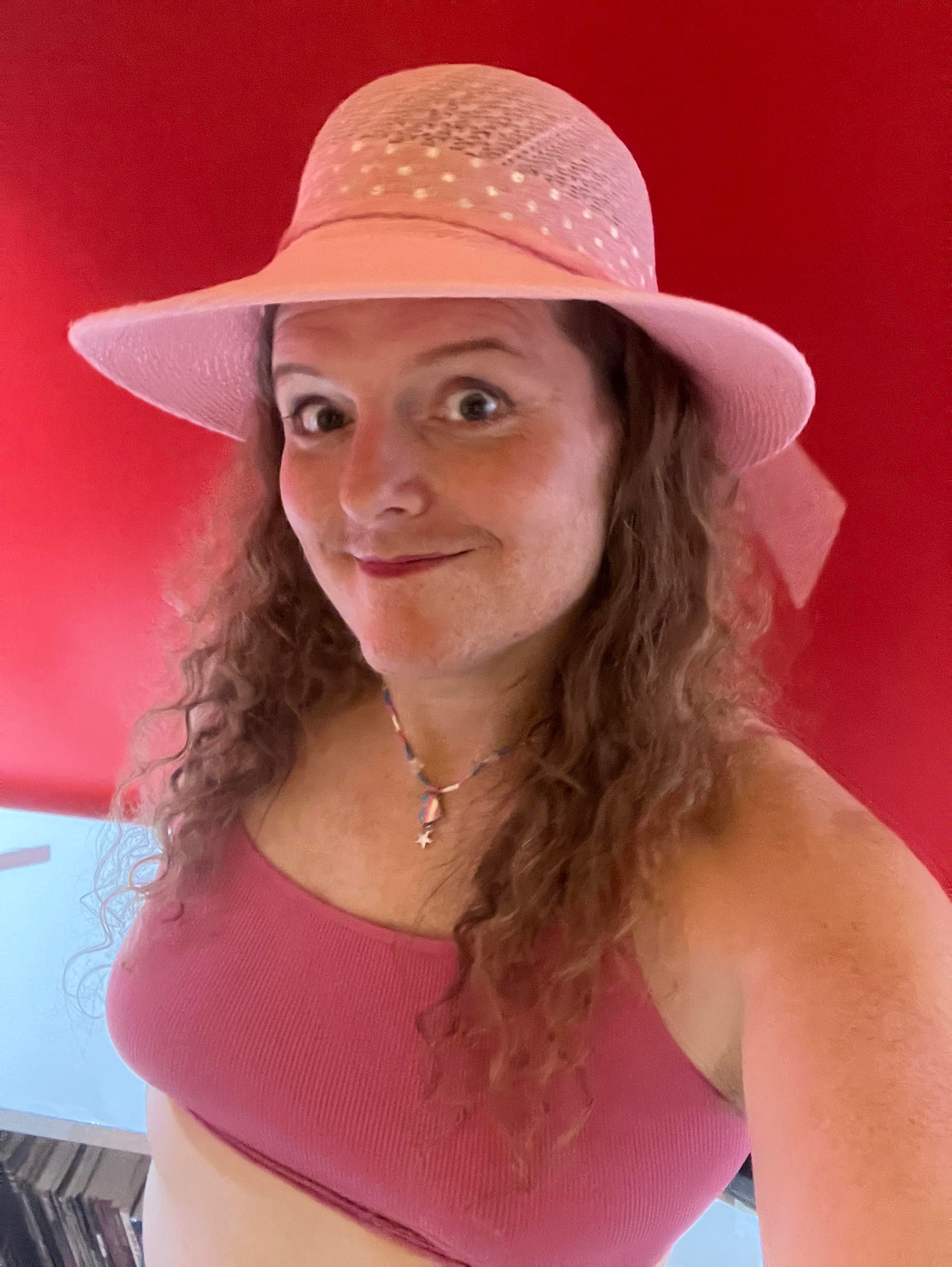 miriam, a white trans woman three years and change into transition looking satisfied and confident