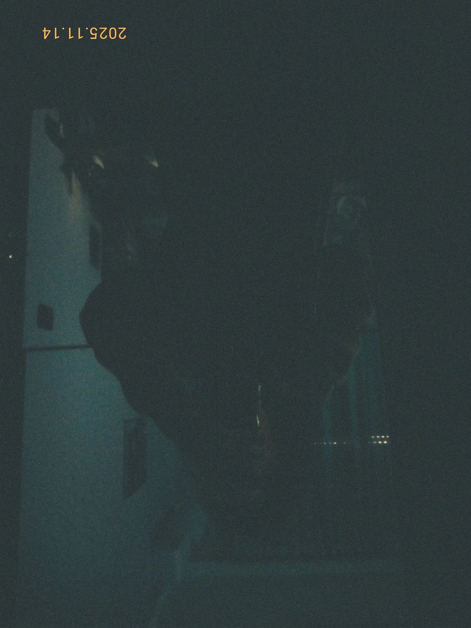 Foto mia allo specchio mezza al buio sgranata a testa in giù stamattina