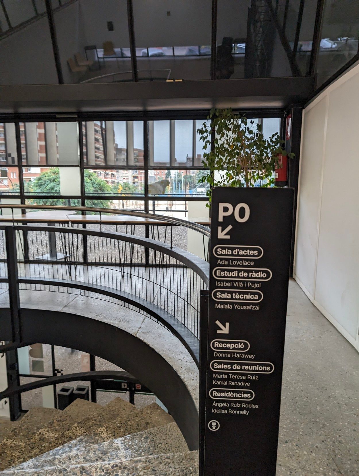 Map to the rooms and areas of the building, all named after women who made important societal changes.