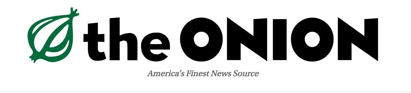 The Onions headmast with its logo and "The Onion" in large letters. 