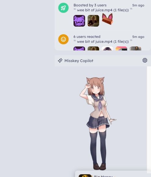 the misskey ai-chan widget edited to show the title "Misskey Copilot"