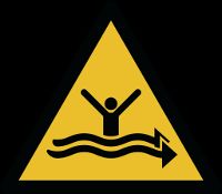 gelb-schwarzes Warnzeichen vor Hochwassergefahr