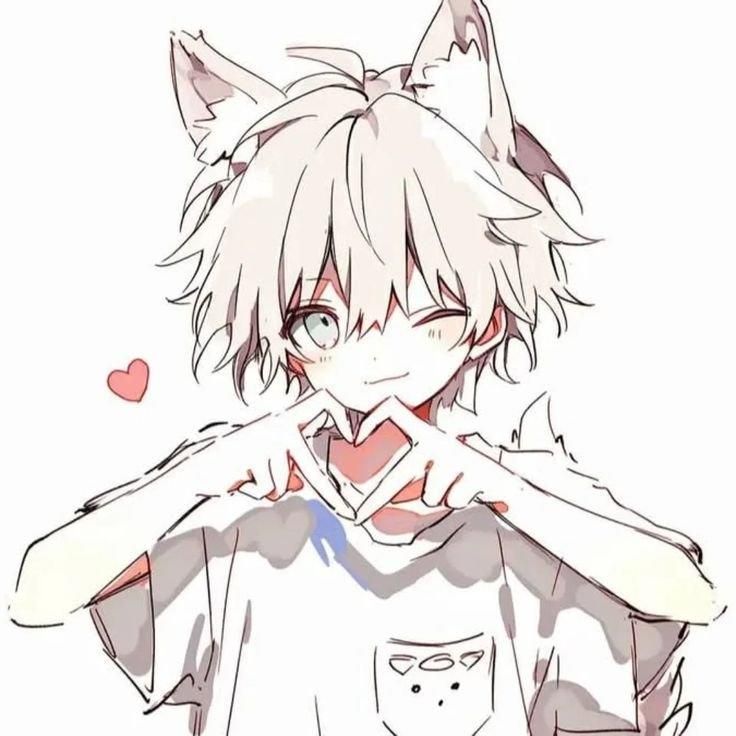 catboy making a heart with his hands
