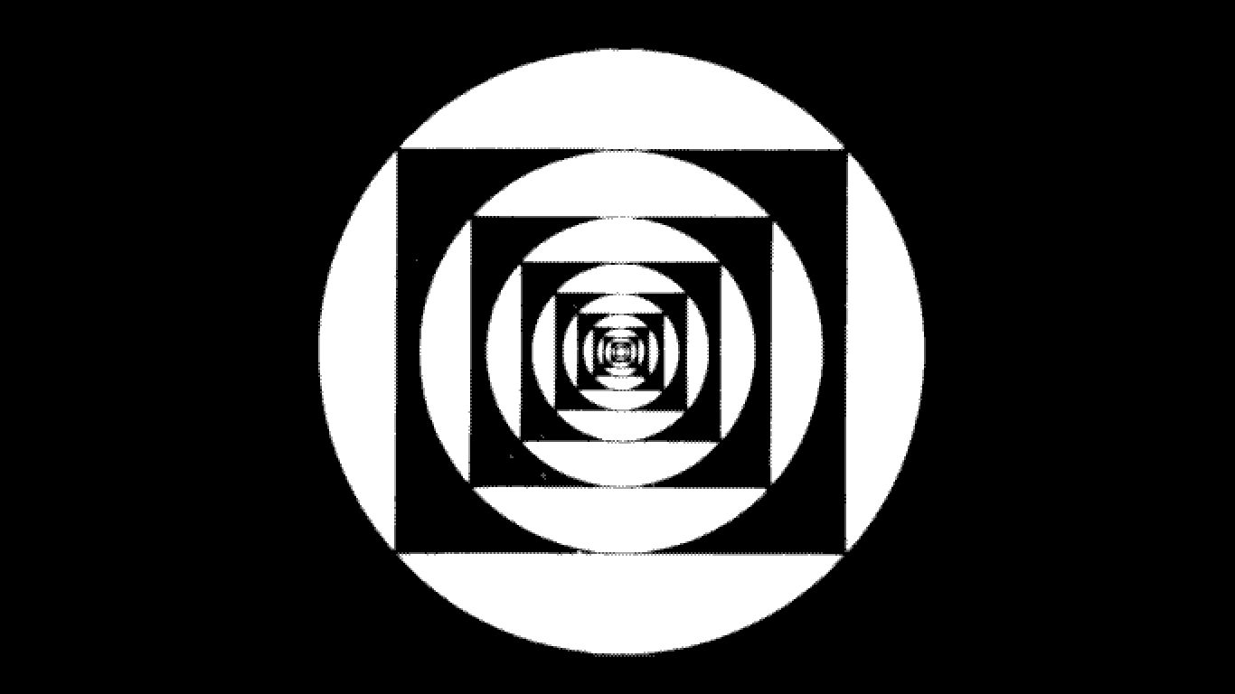 A series of concentric circles and rectangles, from Creative Computing magazine.