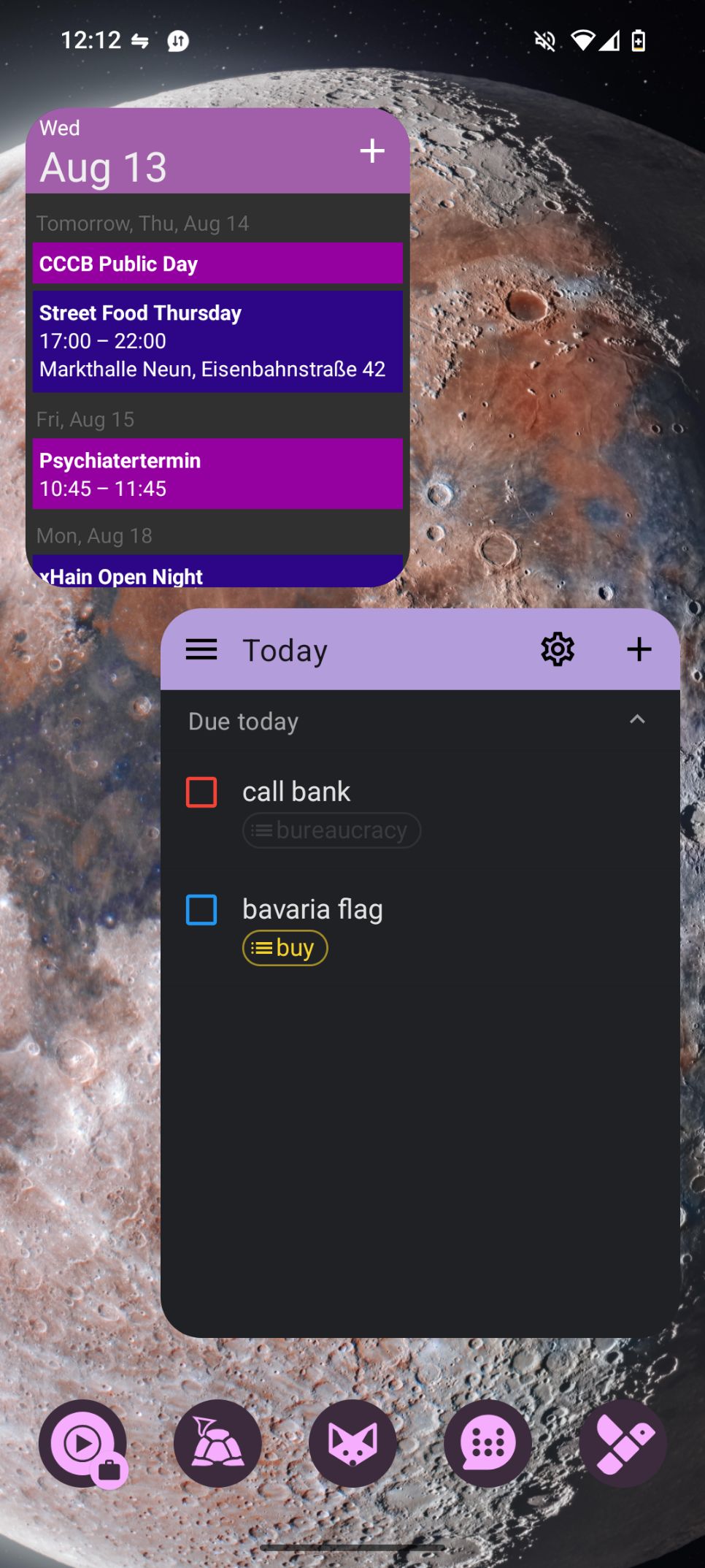 the other page of my home screen which has my calendar and todo list