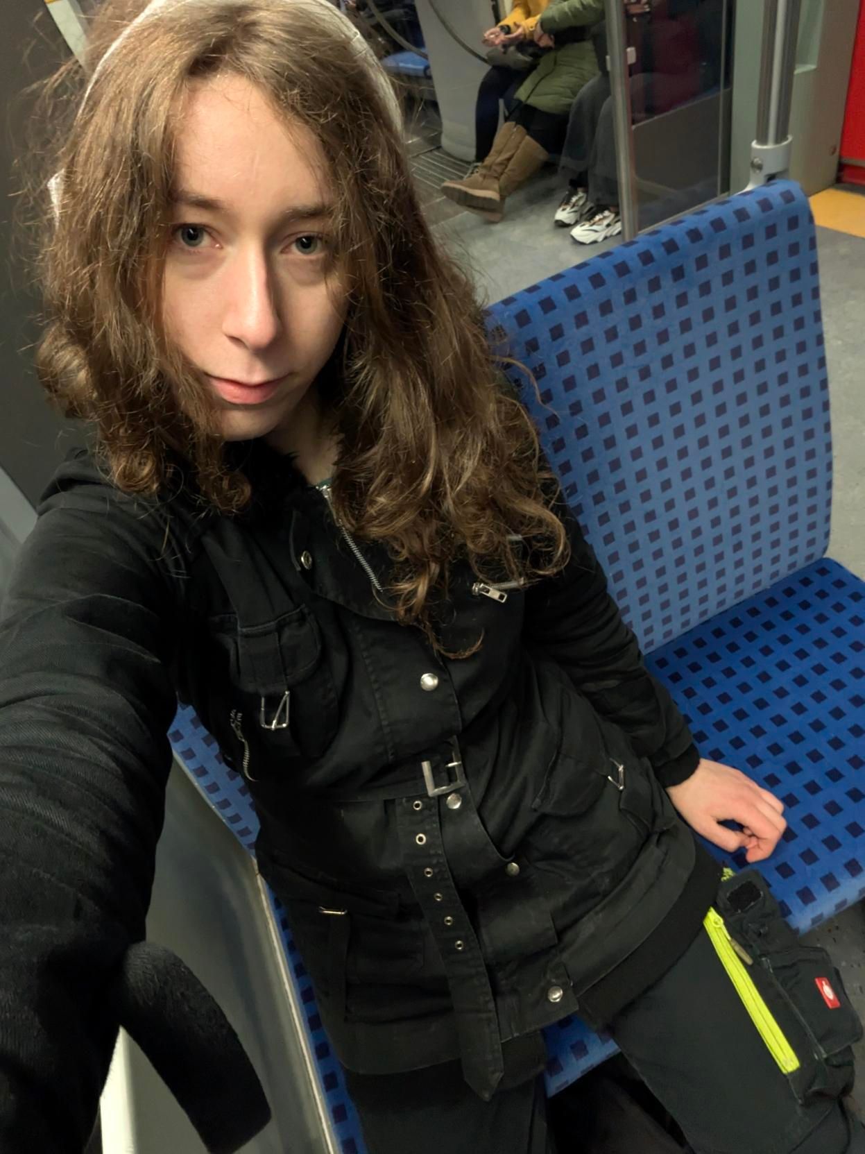 alina taking a selfie in a berlin sbahn