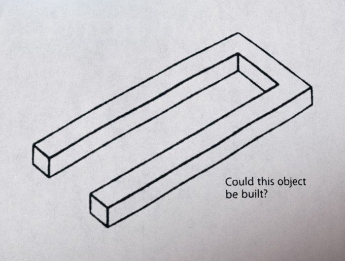 c-shaped object with very long prongs. it looks like an optical illusion but isn't