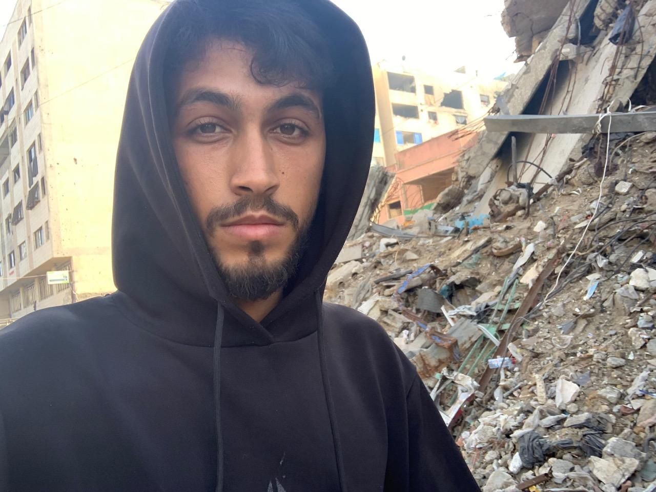 Mohammed Shobair, 23 years old, from Gaza, in Al-Jawla neighbourhood of West Gaza
