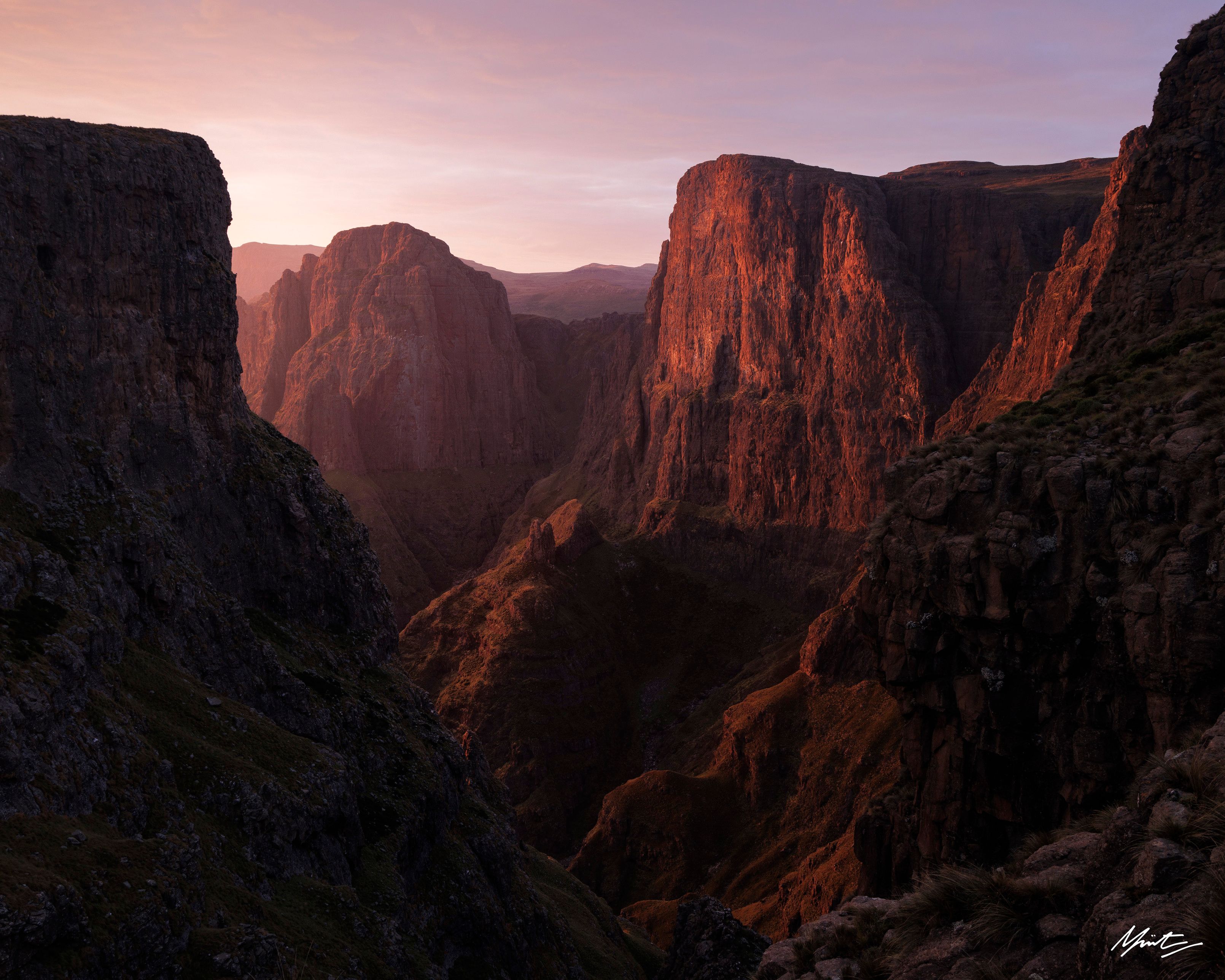 sunrise in the drakensberg mountains