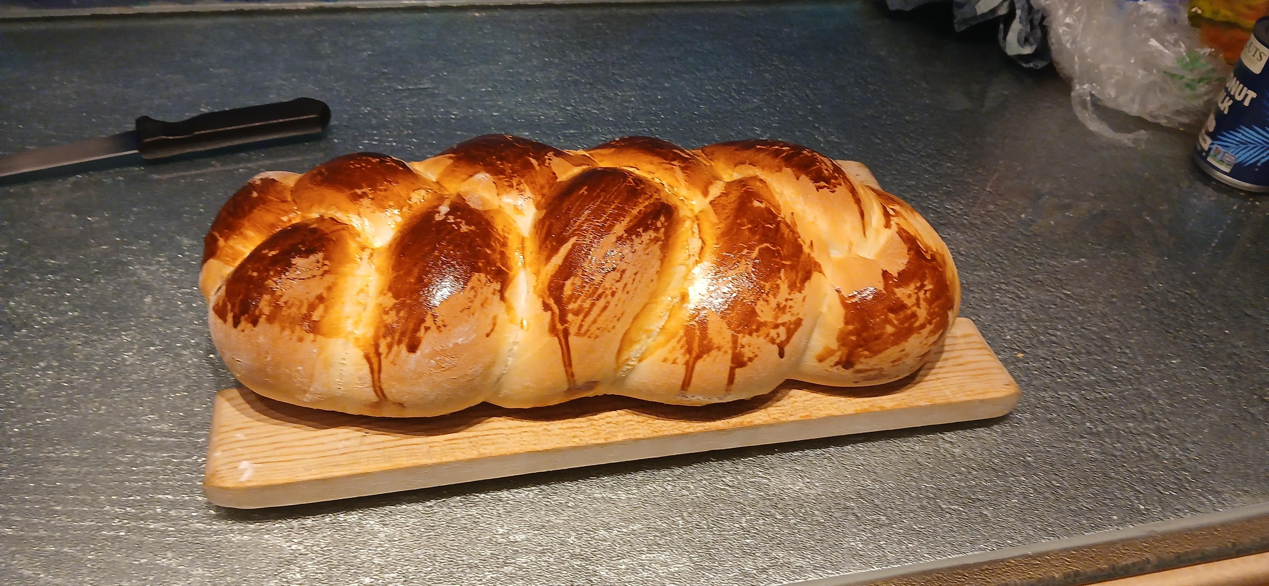 Big loaf of zopf right out of the oven