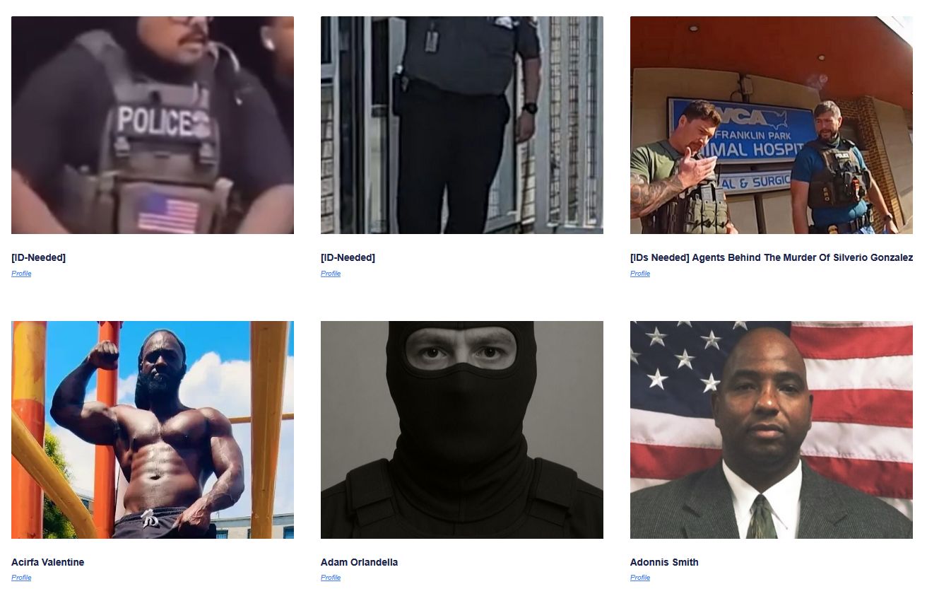 this is a screen grab from icelist.is that documents the fascist criminals of ICE and their fascist collaborators with photos and profiles.

the image is a sample of 6 of them. 