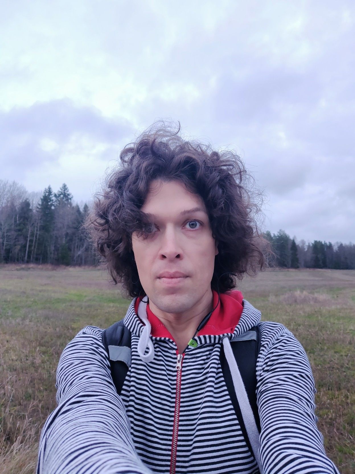 Selfie out on a field.