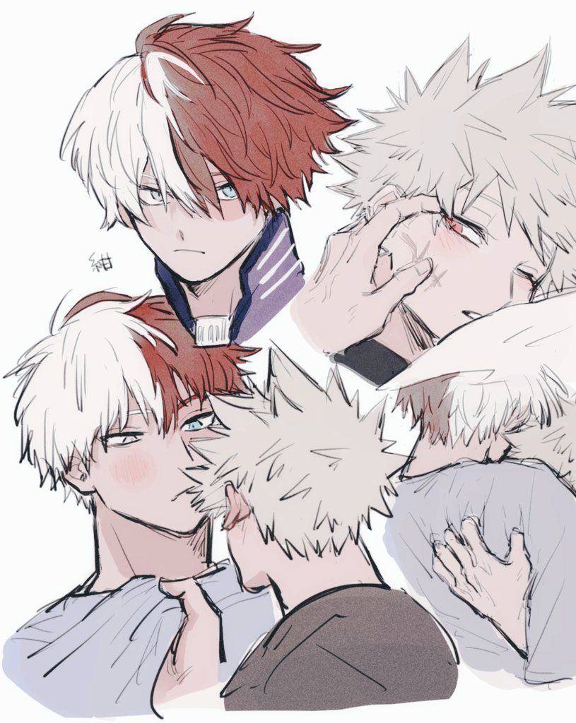 SFW yaoi art of the following characters : bakugou_katsuki todoroki_shoto