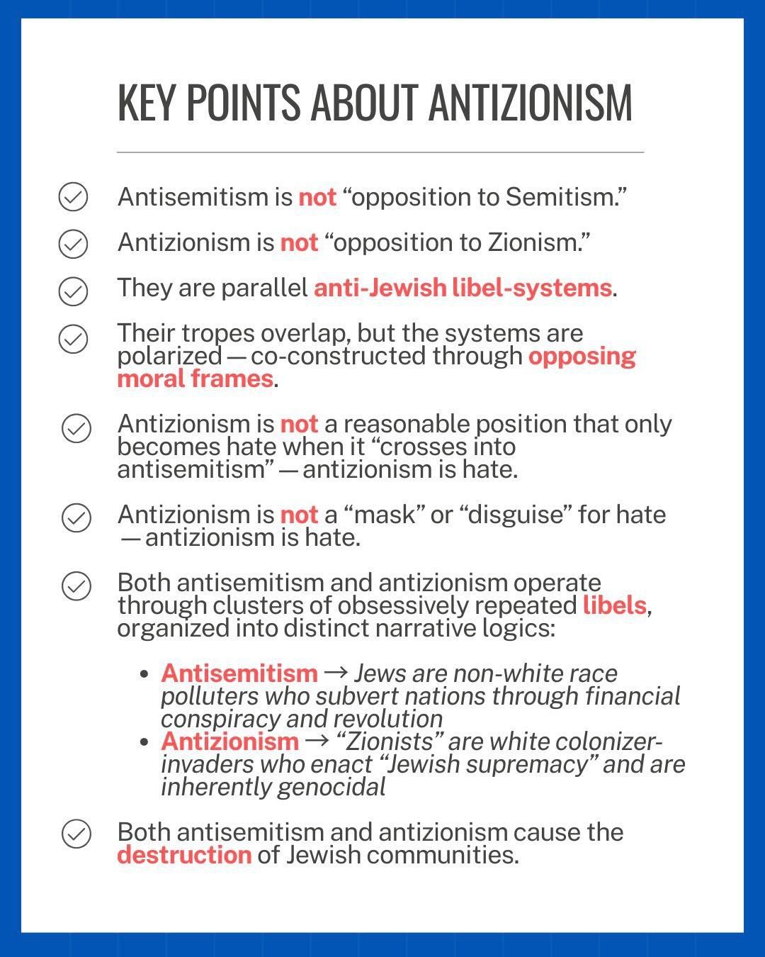Key points about antizionism