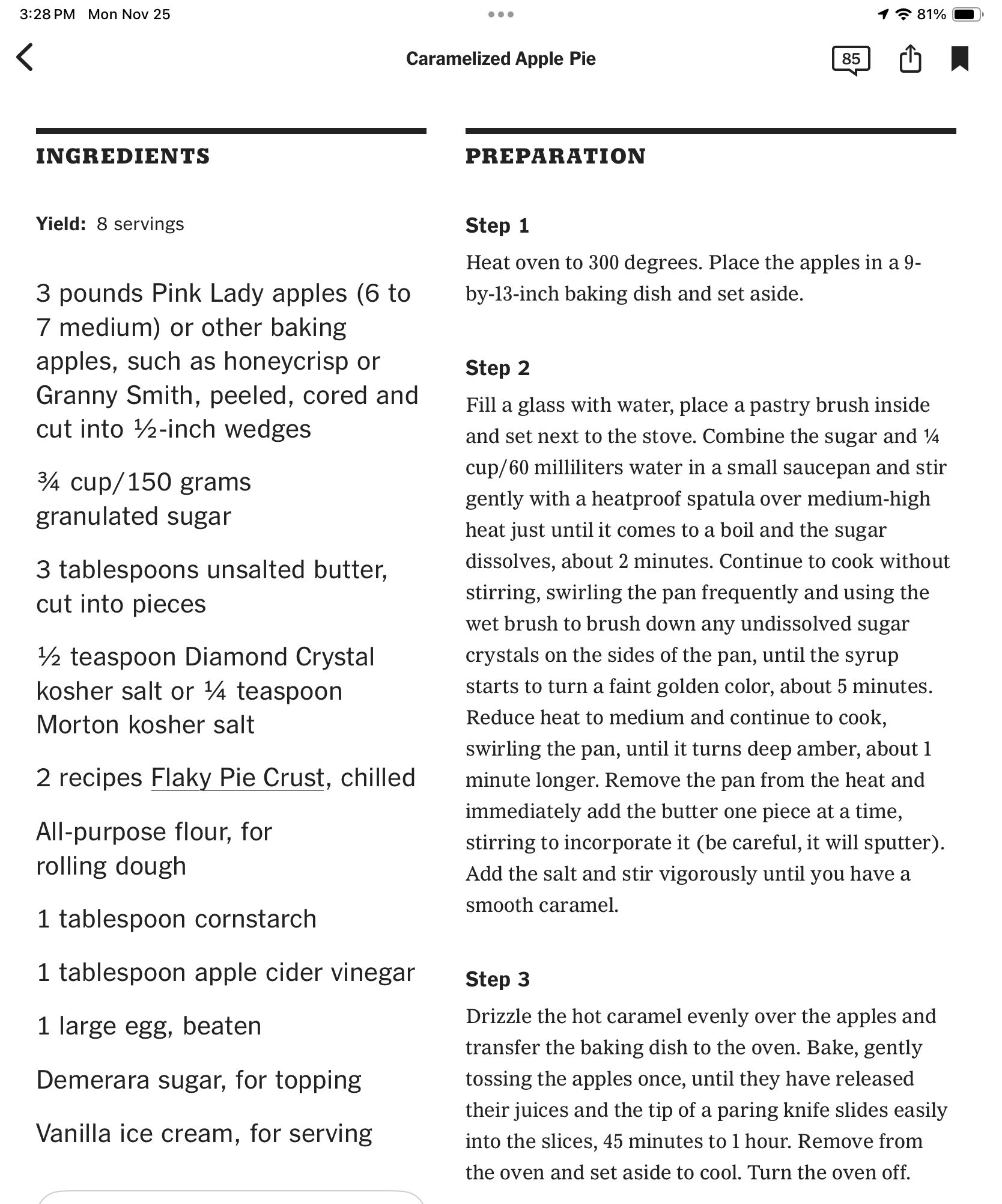Caramelized Apple Pie recipe