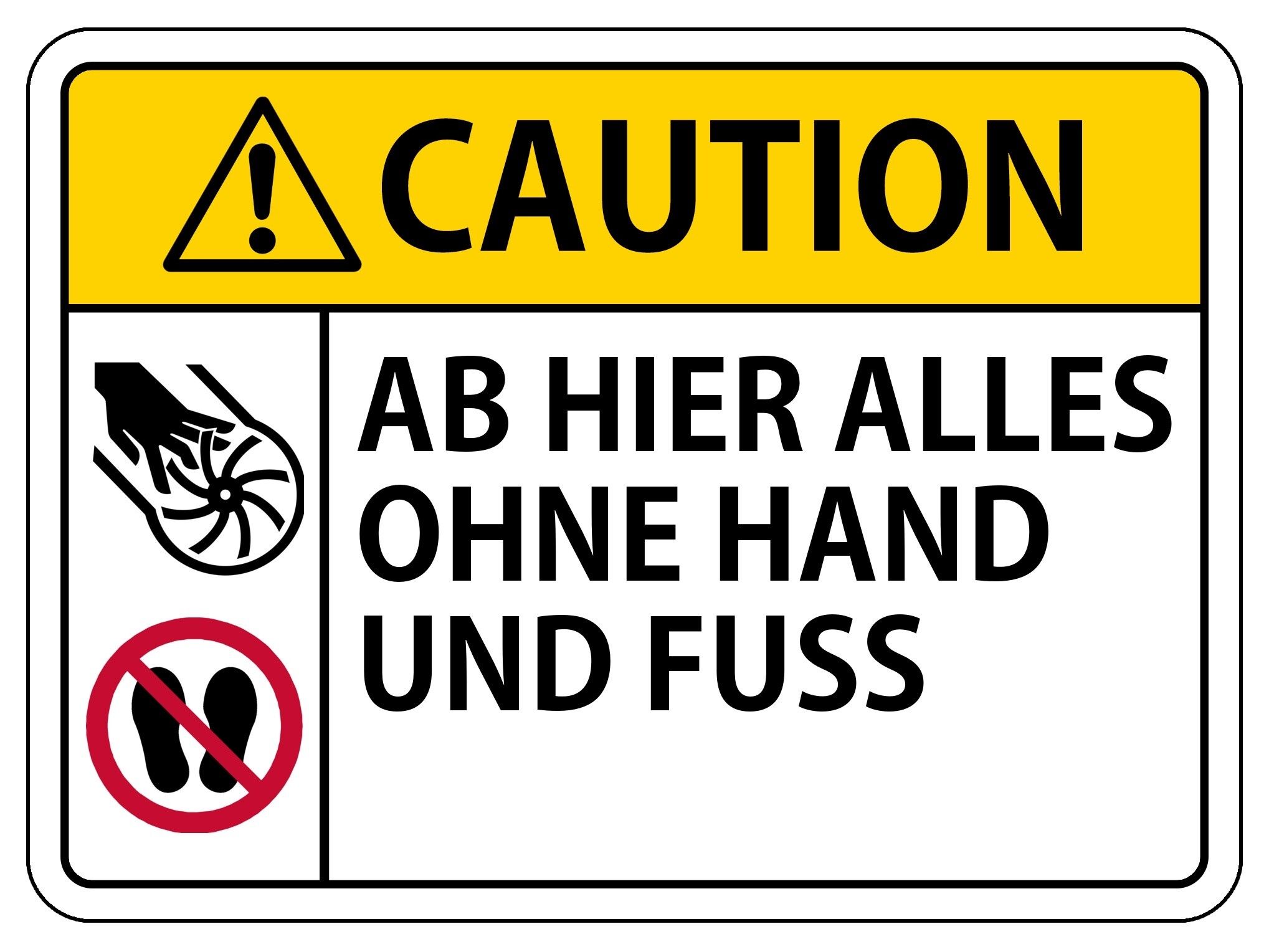 Achtung ab hier alles ohne Hand und Fuß, mit passenden Piktogrammen.