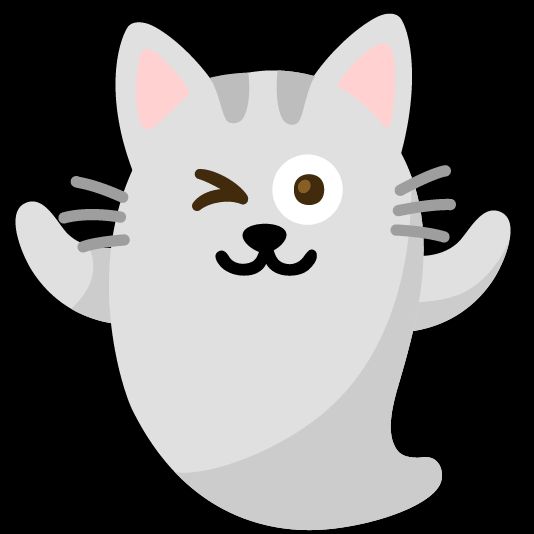 Emoji Kitchen sticker for 👻 emoji and 🐱 emoji