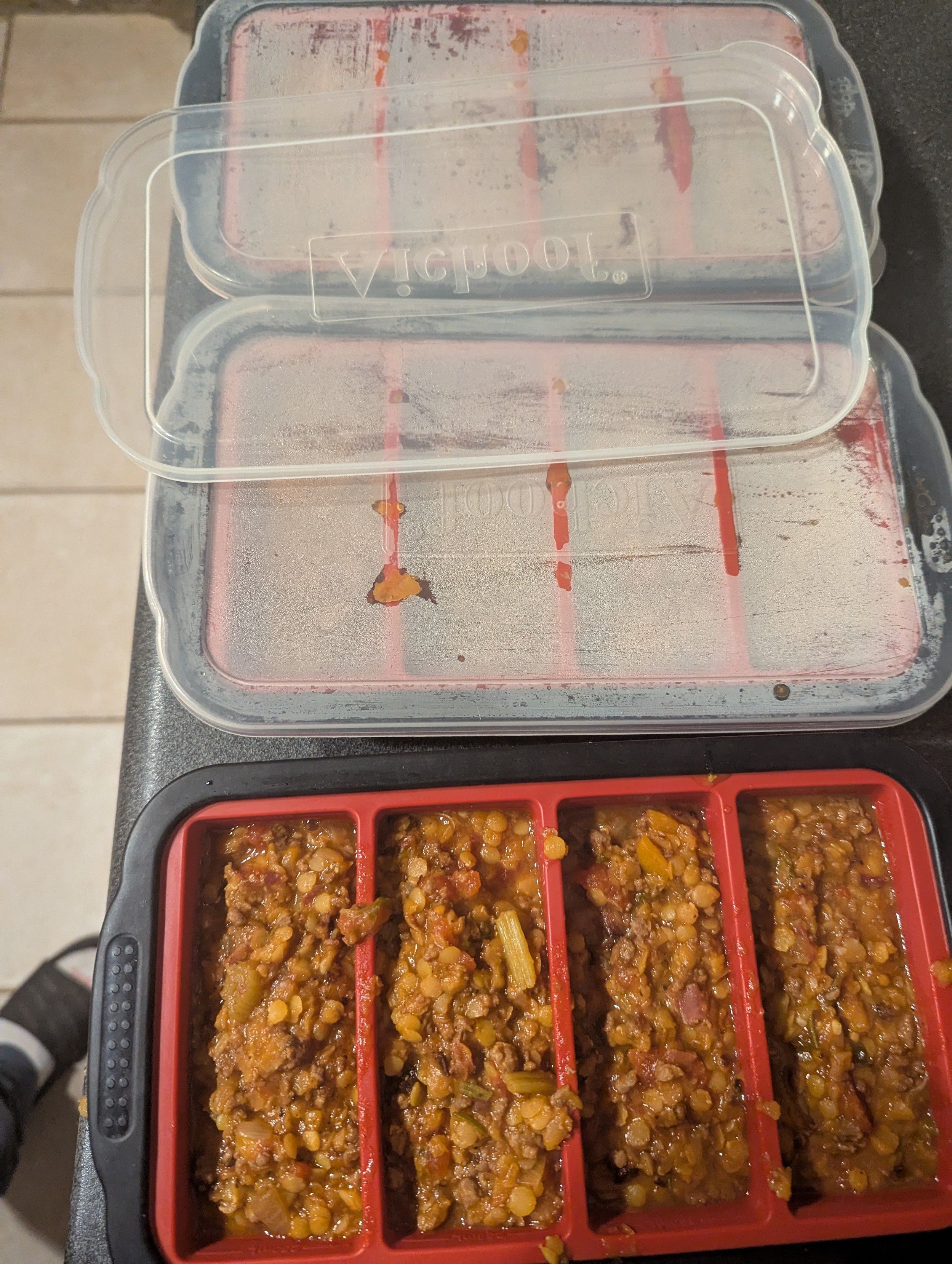 12 portions in silicone trays for freezing 