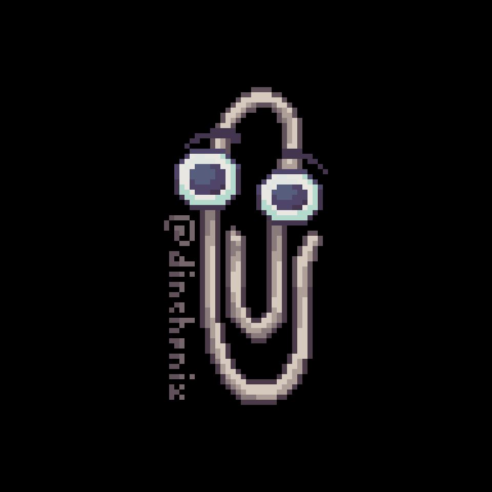 pixel art showing plain Clippy with transparent background