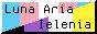 An 88x31 button. Luna Aria Ielenia is written in front of a background of a combined trans and non-binary flag, with it split diagonally from bottom left to top right, and the trans flag on top.