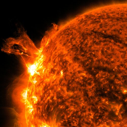 Frame from the GIF showing a close up of the Sun with the solar flare