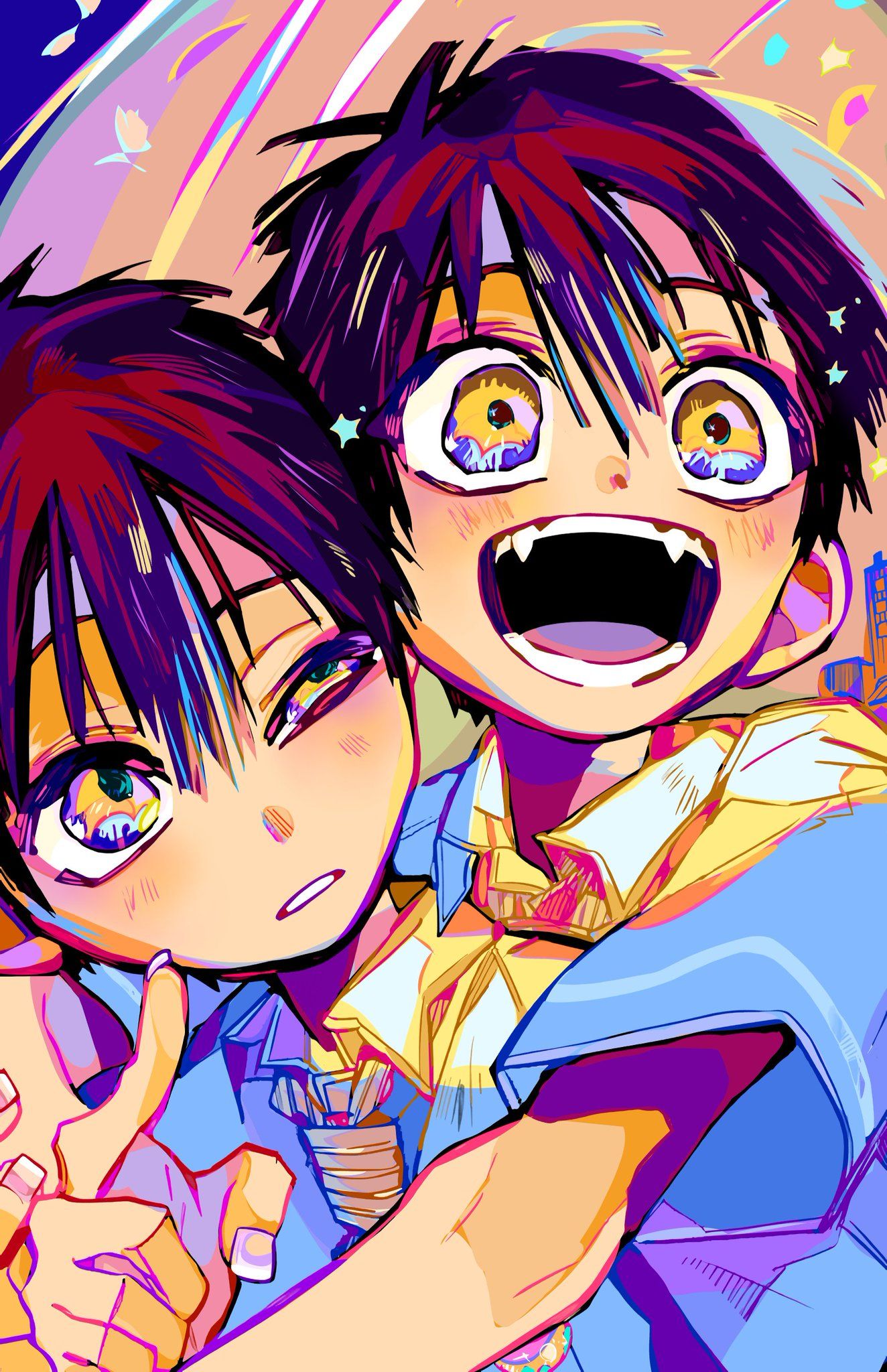 Two anime boys (Amane and Tsukasa) from Toilet-bound Hanako-kun