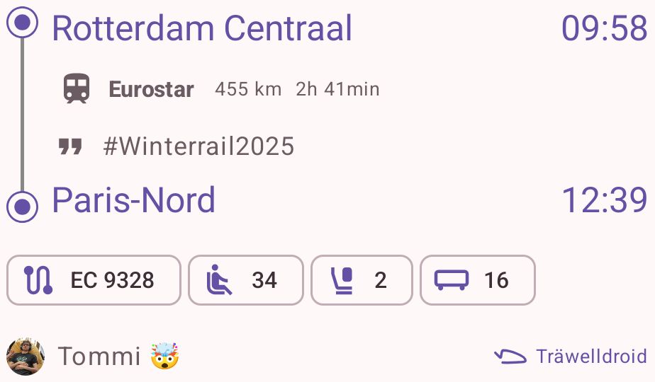 Info card from Träwelldroid (Träwelling)