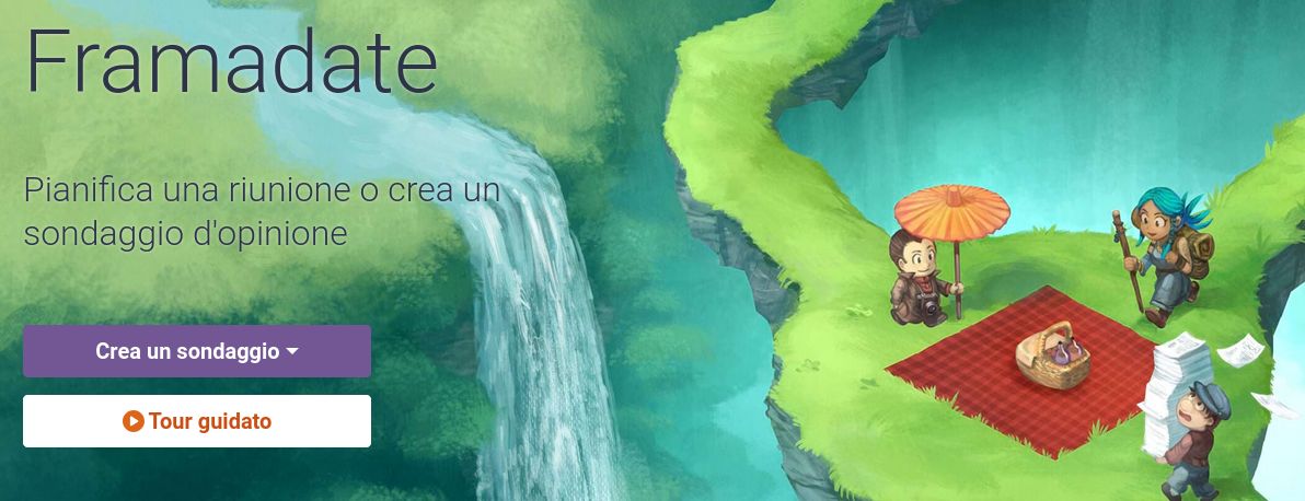 Framadate
Pianifica una riunione o crea un sondaggio d'opinione

La home page di Framadate