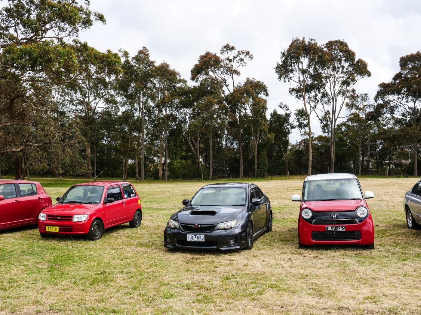 Daihatsu next to Subaru next to Honda N One