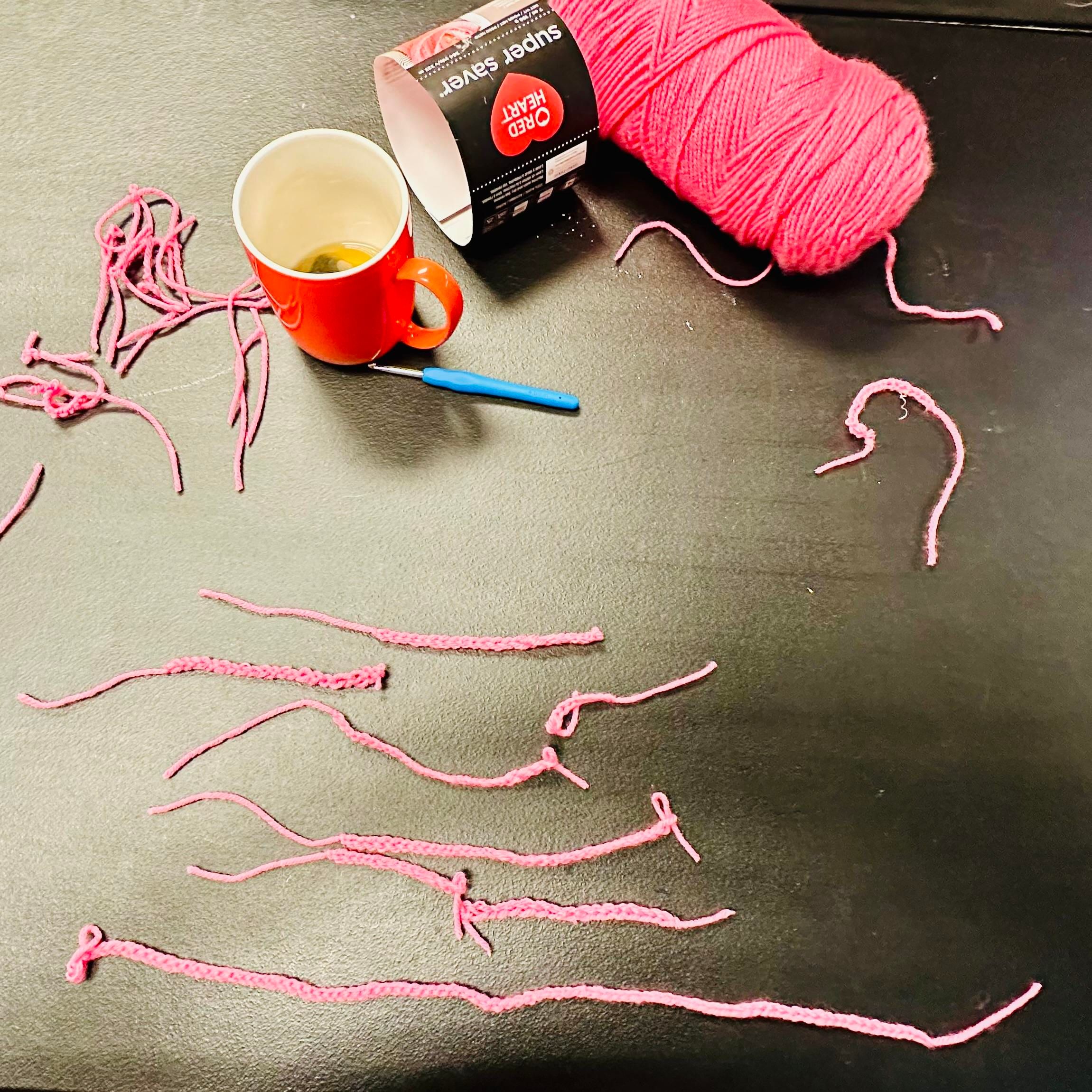 A photo of a small crochet chain 