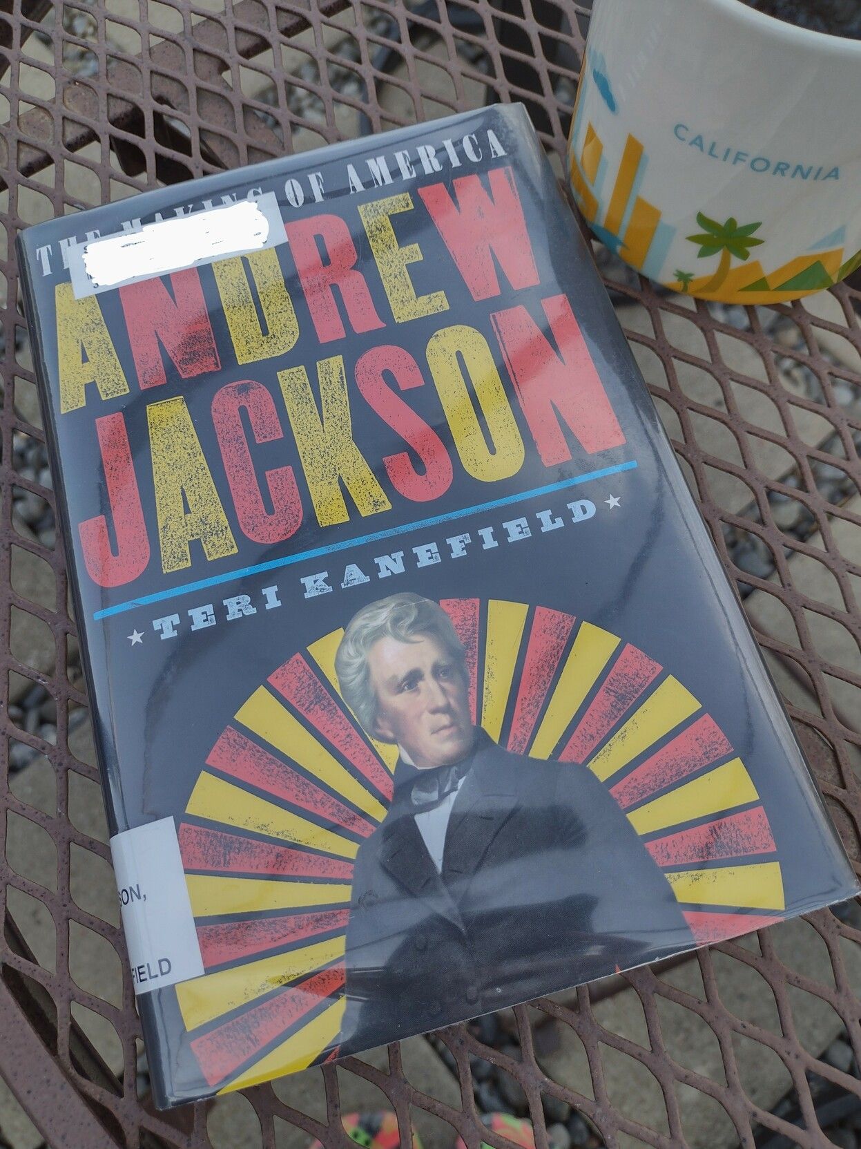 Photo of a book titled The Making of America Andrew Jackson by Teri Kanefield. Cover is black with a photo of Andrew Jackson.