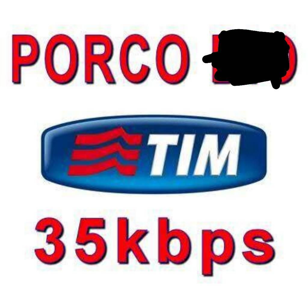 Logo vecchio TIM con scritto "PORCO *** 35kbps".