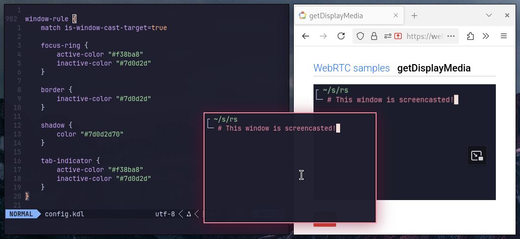 Firefox screencast sample casting a window, and the window itself is highlighted with a red border and shadow.