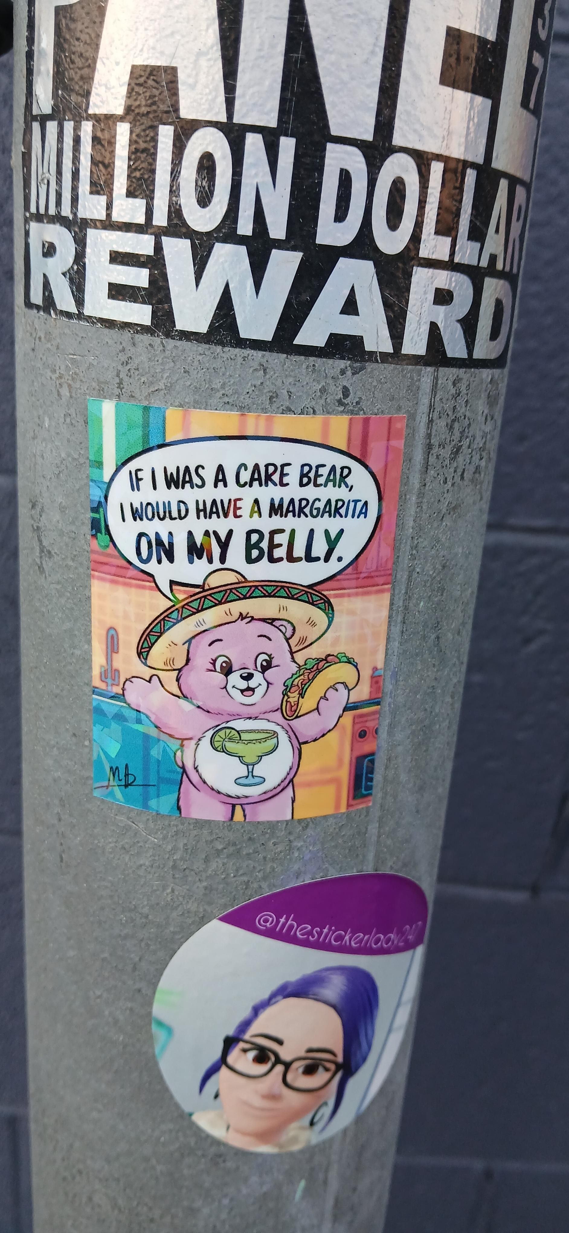 A bear figure wearing a sombrero and saying if I were a care bear I'd have a margarita on my belly