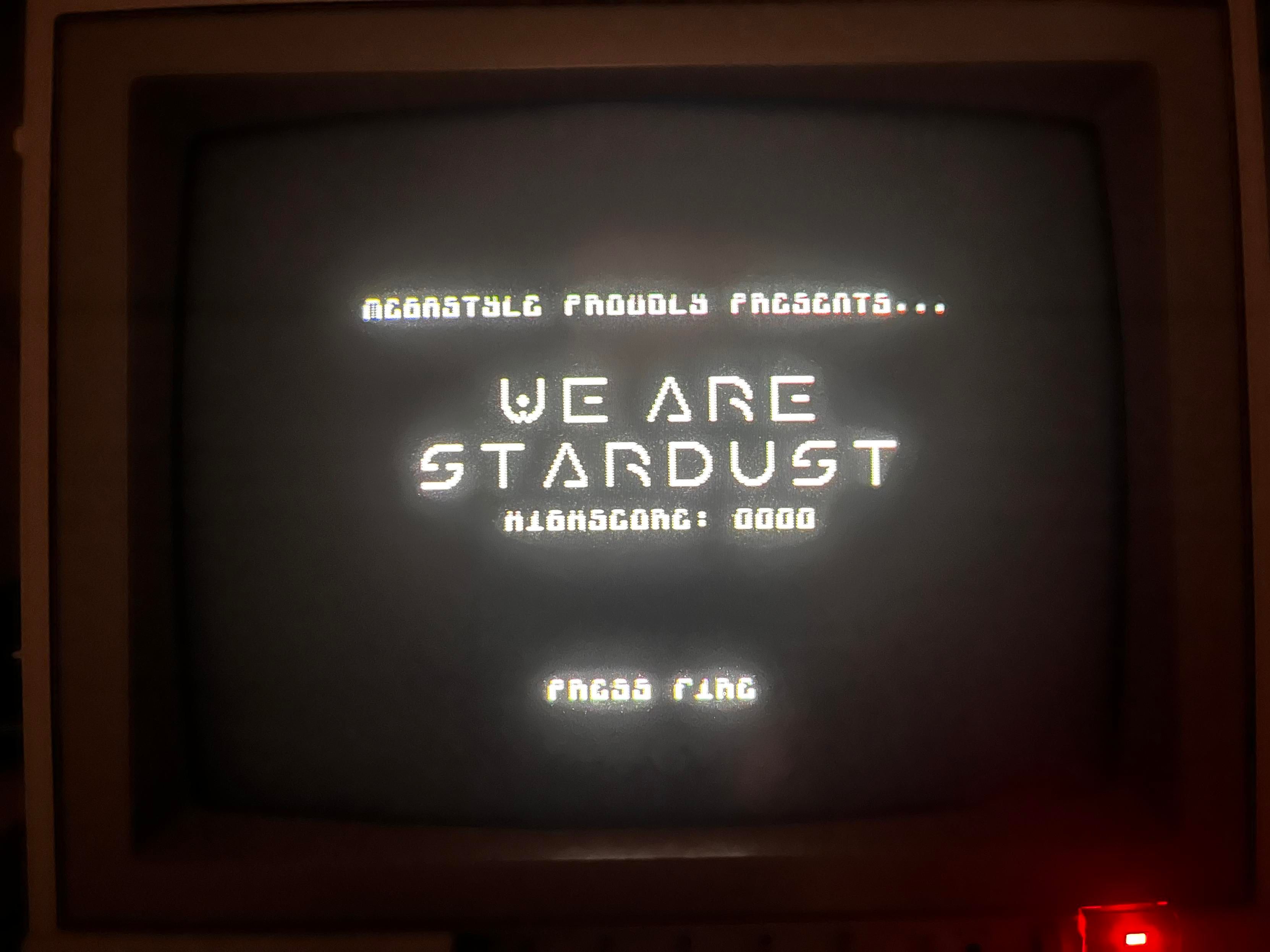The game loaded, showing the title screen and asking for pressing fire