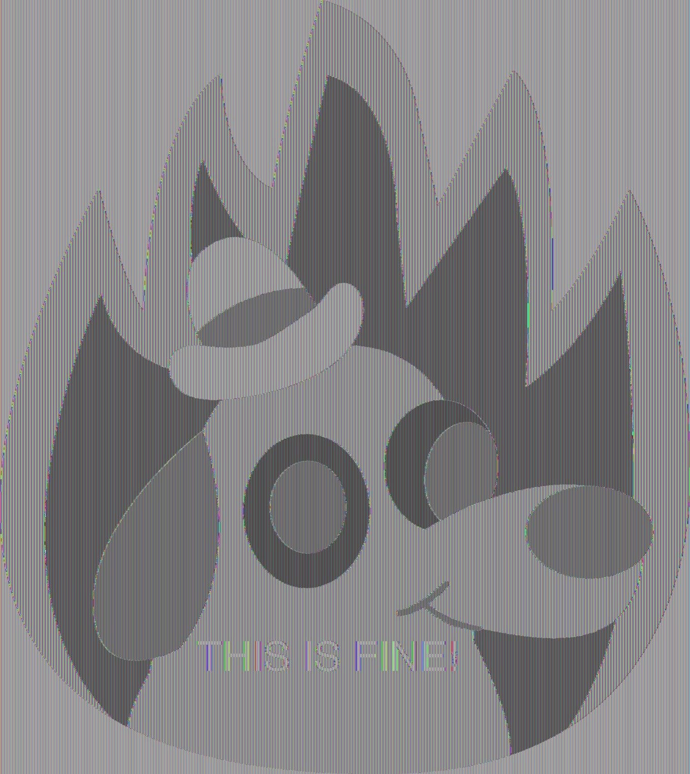 A meme of a dog against a flame background with the words “THIS IS FINE” at the bottom. The image has been encrypted with AES in ECB mode but is still completely visible.