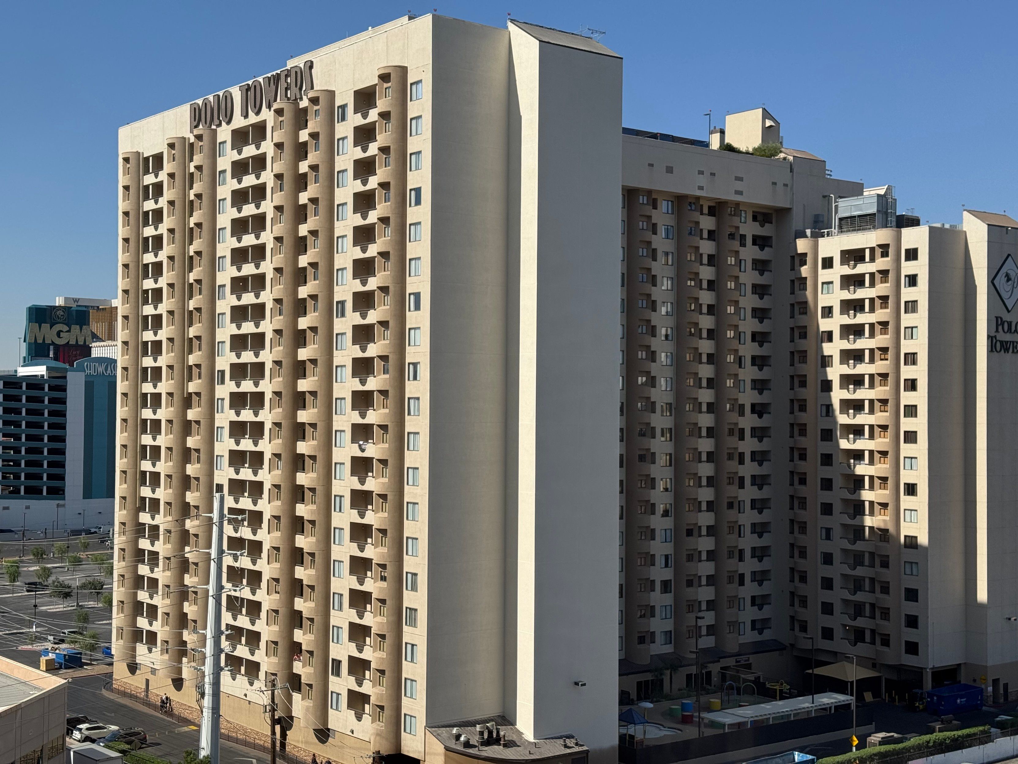  Photo of the Polo hotel in Las Vegas the balconies look a little bit like ethernet ports .