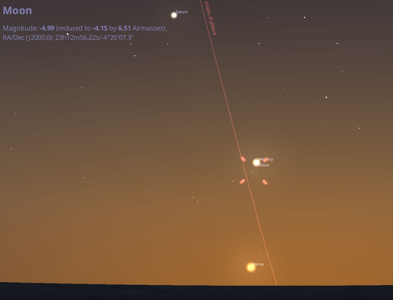 Dusk February 18th. Credit: Stellarium.