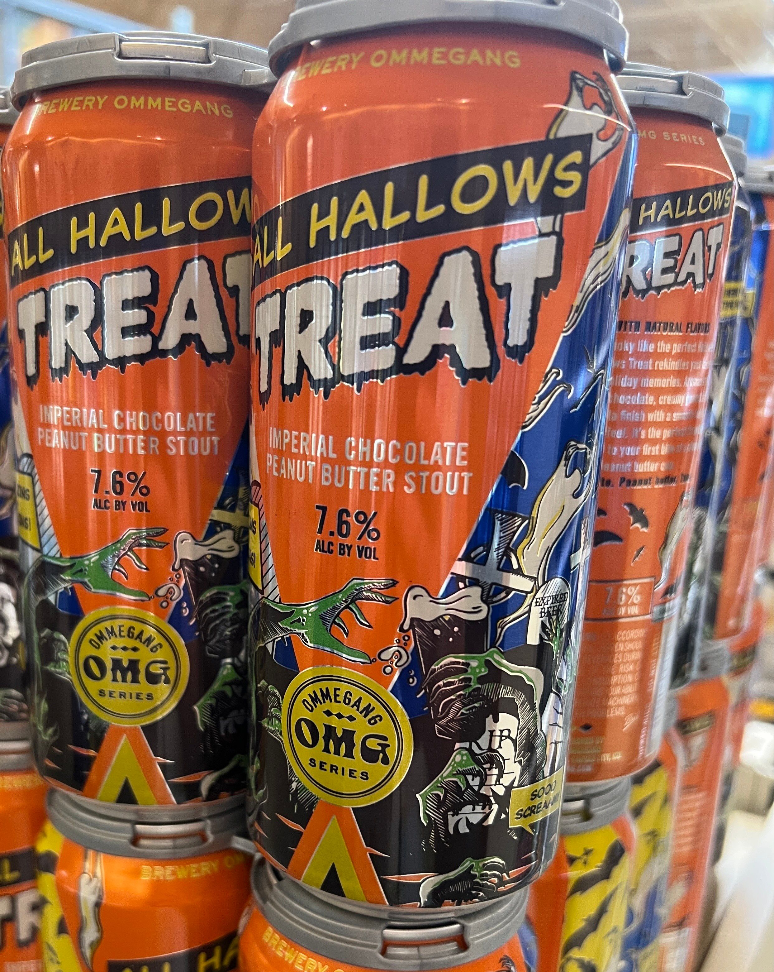Photo of cans of “All Hallows Treat” beer