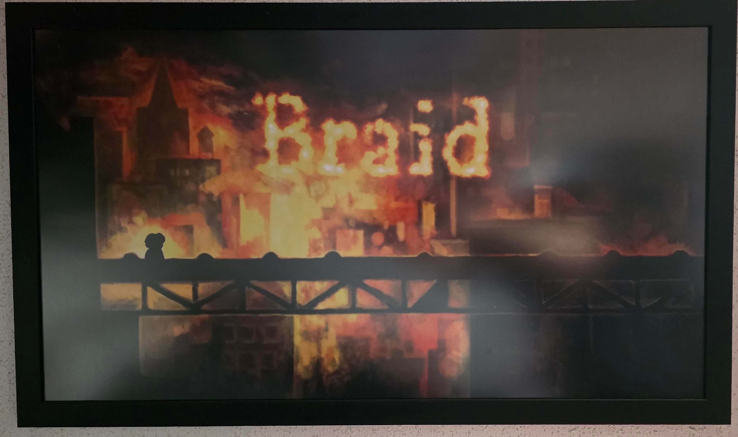 A picture of Braid. Nice short game with beautiful graphics. If you never played it, play it blind.